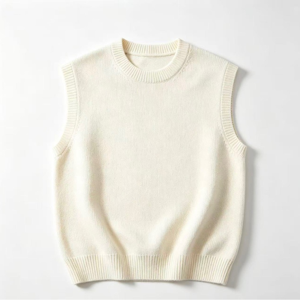 Men's Crewneck Sleeveless Sweater Vest - Cream